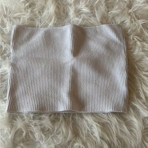 La Hearts Ribbed Tube Top in Cream